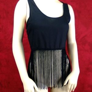 MINKPINK black cropped Fringe tank top